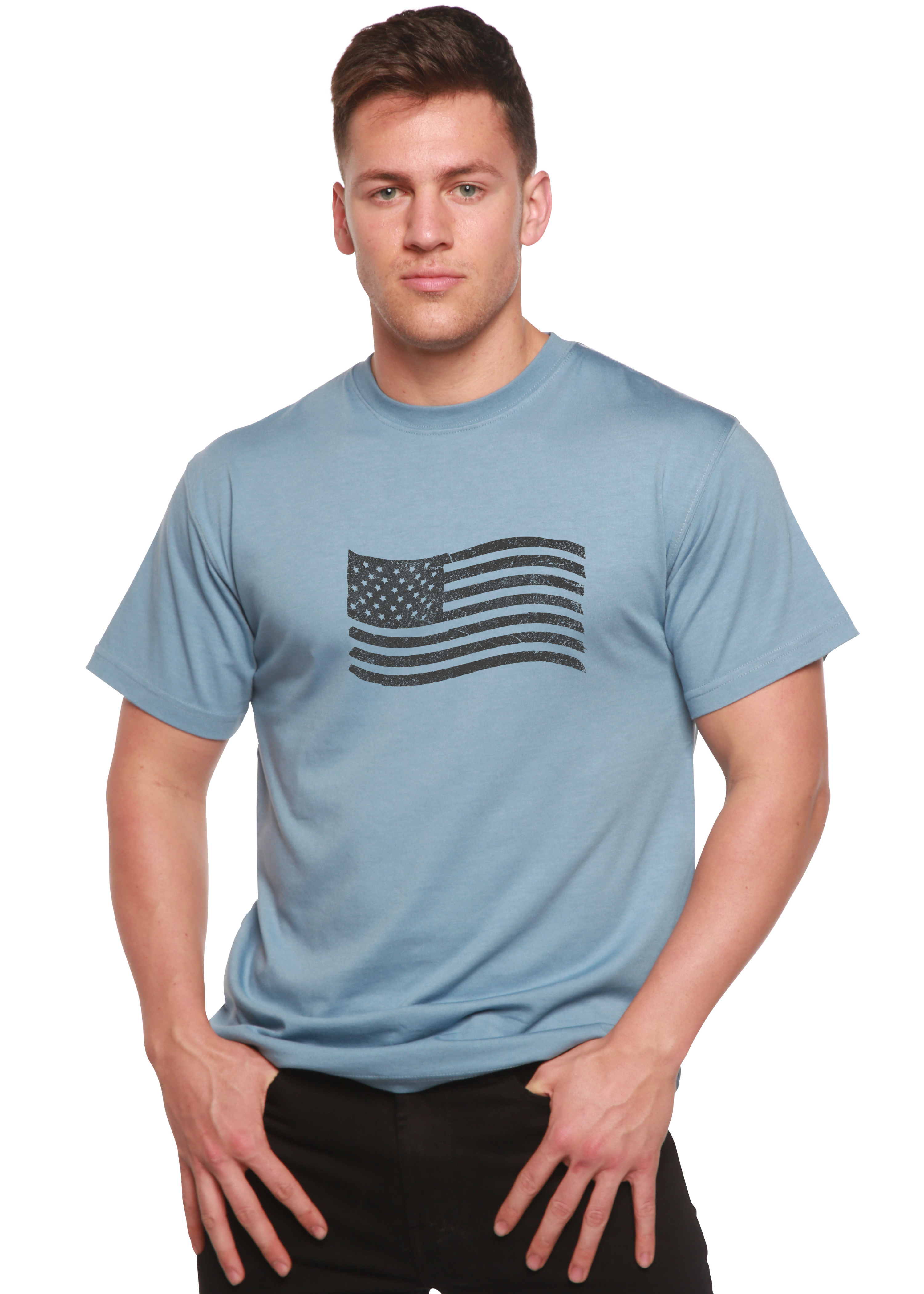 American Flag Men's Bamboo Short Sleeve Graphic T-Shirt