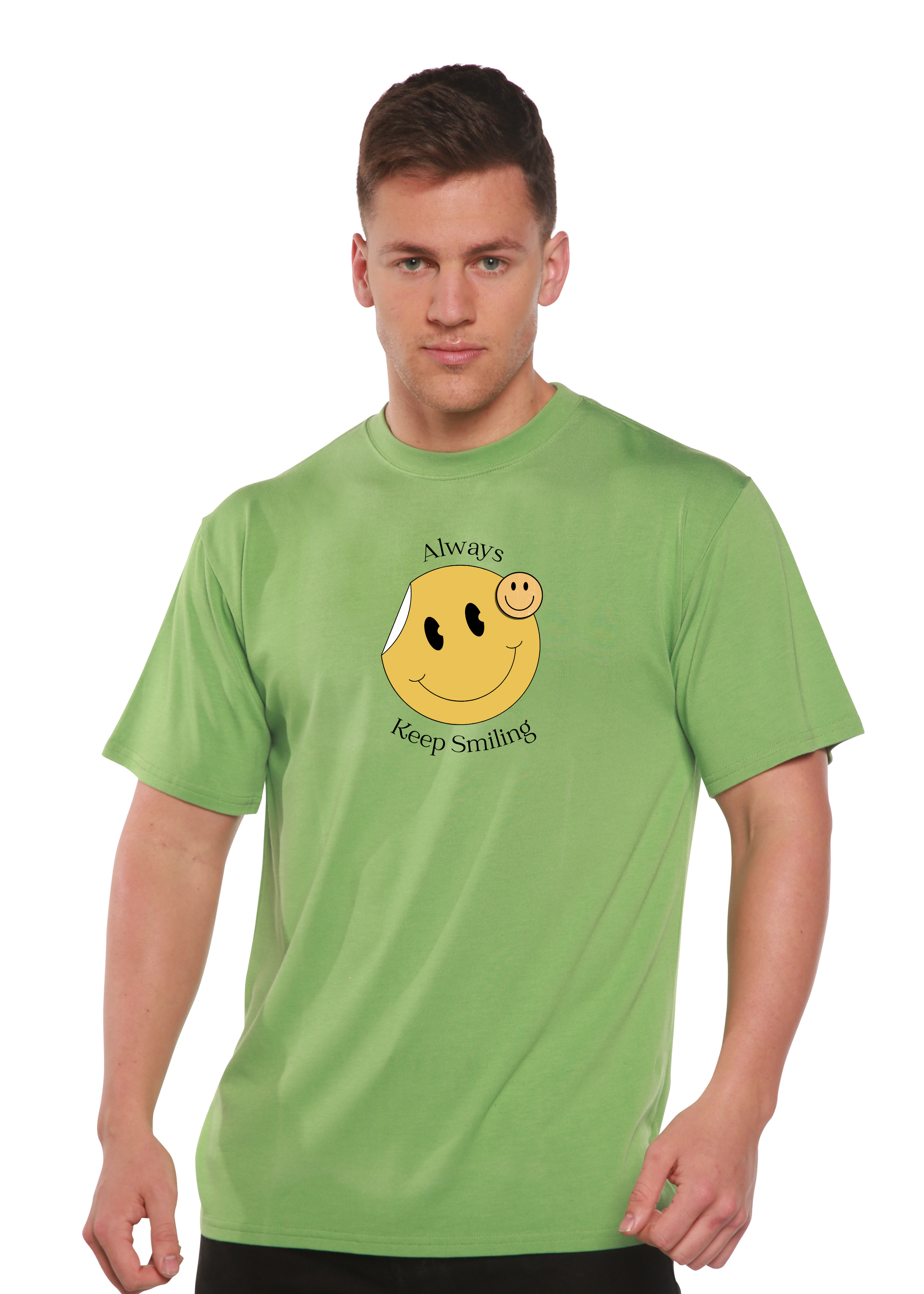 Always Keep Smiling Men's Bamboo Viscose/Organic Cotton Short Sleeve Graphic T-Shirt